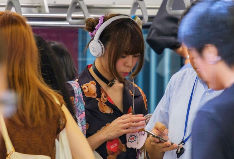 woman with headphones