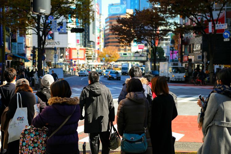 people walking in shibuya