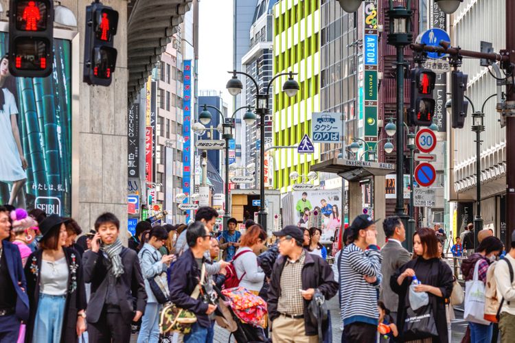 Crowded street in Shibuya