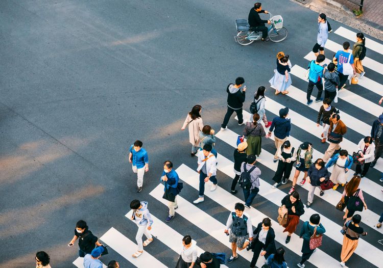 Crosswalk in Japanese  city