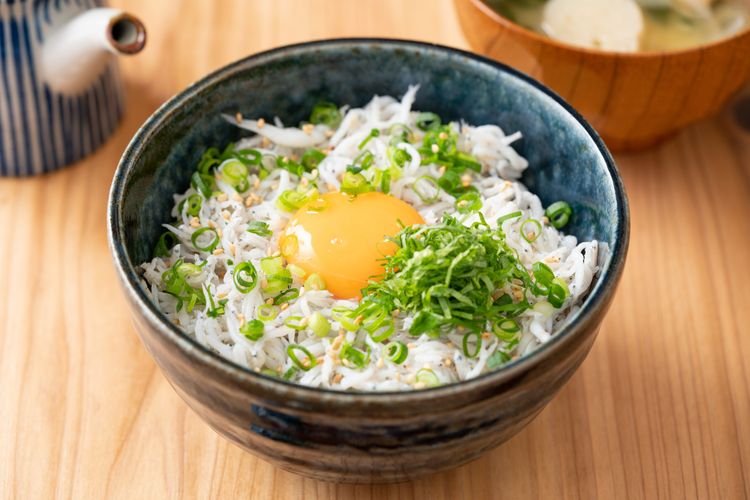 Japanese Shirasu tamago kake gohan