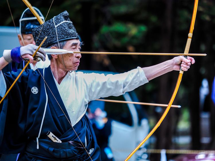 Man Demonstrating Kyudo