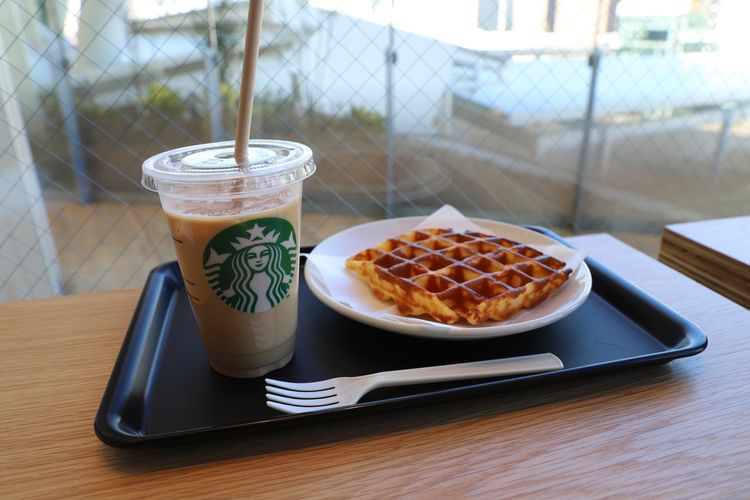 Starbucks coffee and waffle