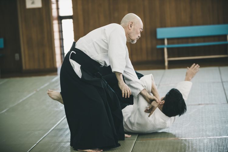 Practicing Aikido in Dojo