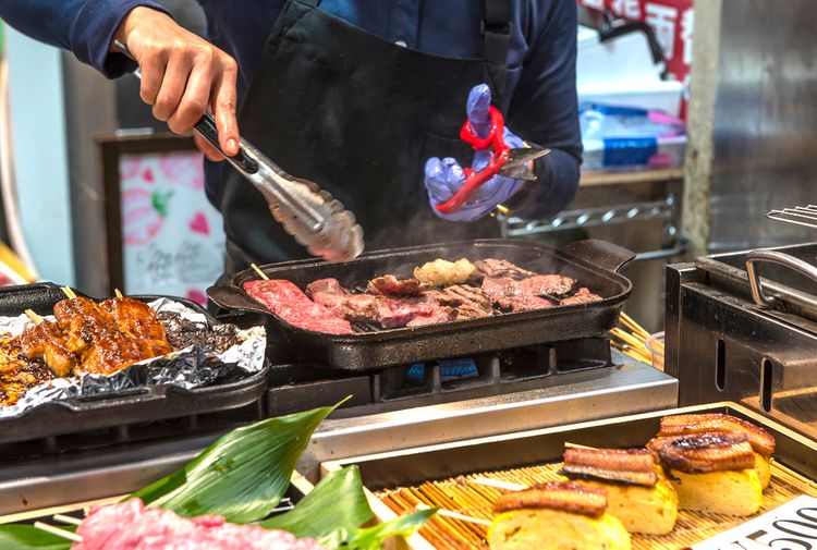 Street food in Luromon market osaka