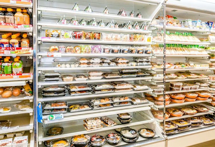 bento shelf at japanese convenience store