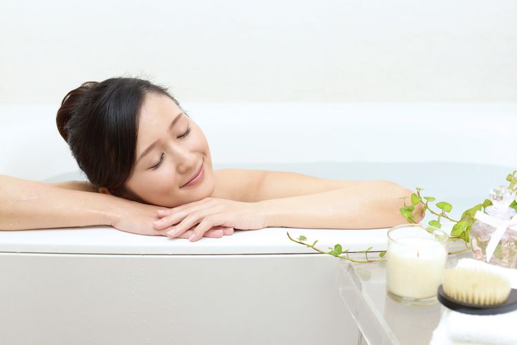 japanese lady in a bath