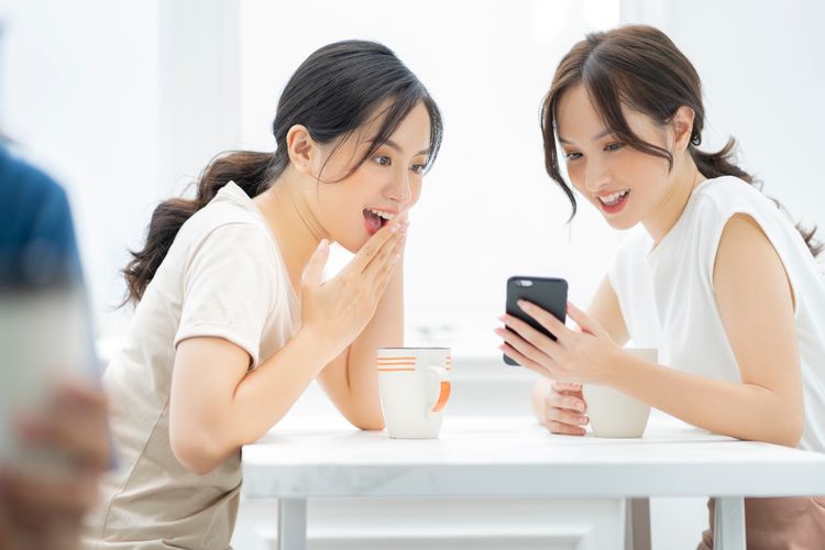 two women chatting