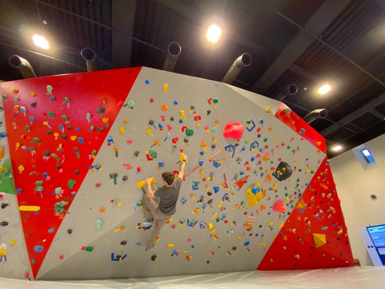 bouldering wall at arai